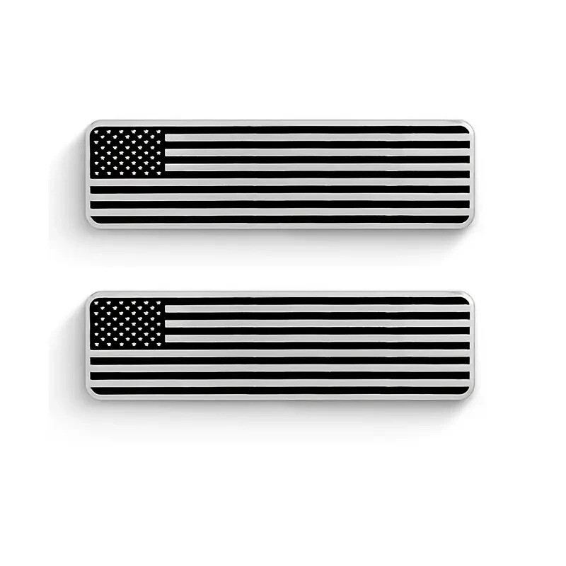 2pcs Metal Black American USA Flag Map Emblems Car Trunk Badge Decal Sticker