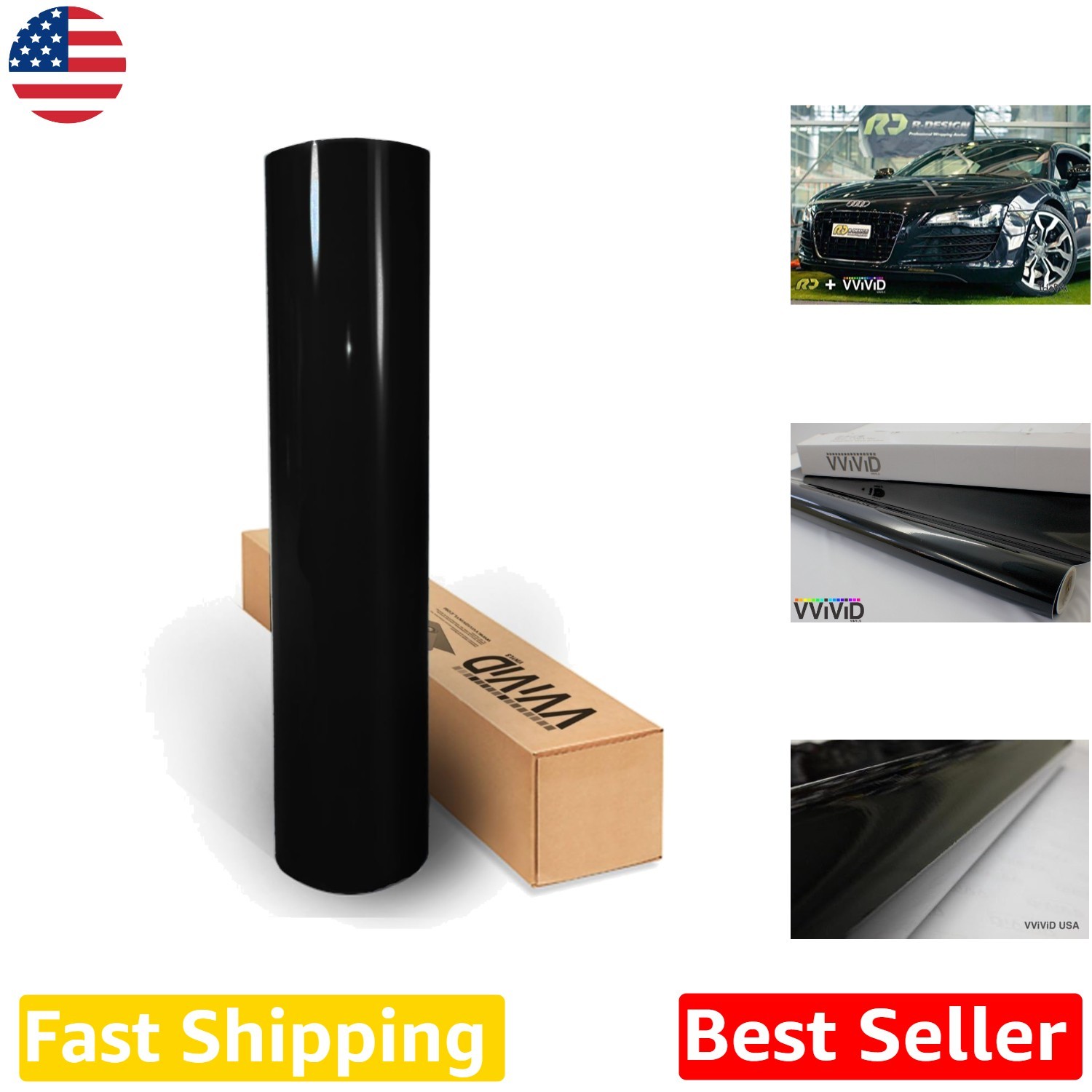 Black High Gloss Vinyl Wrap 6ft x 5ft – XPO Air Release Paint-Like Finish