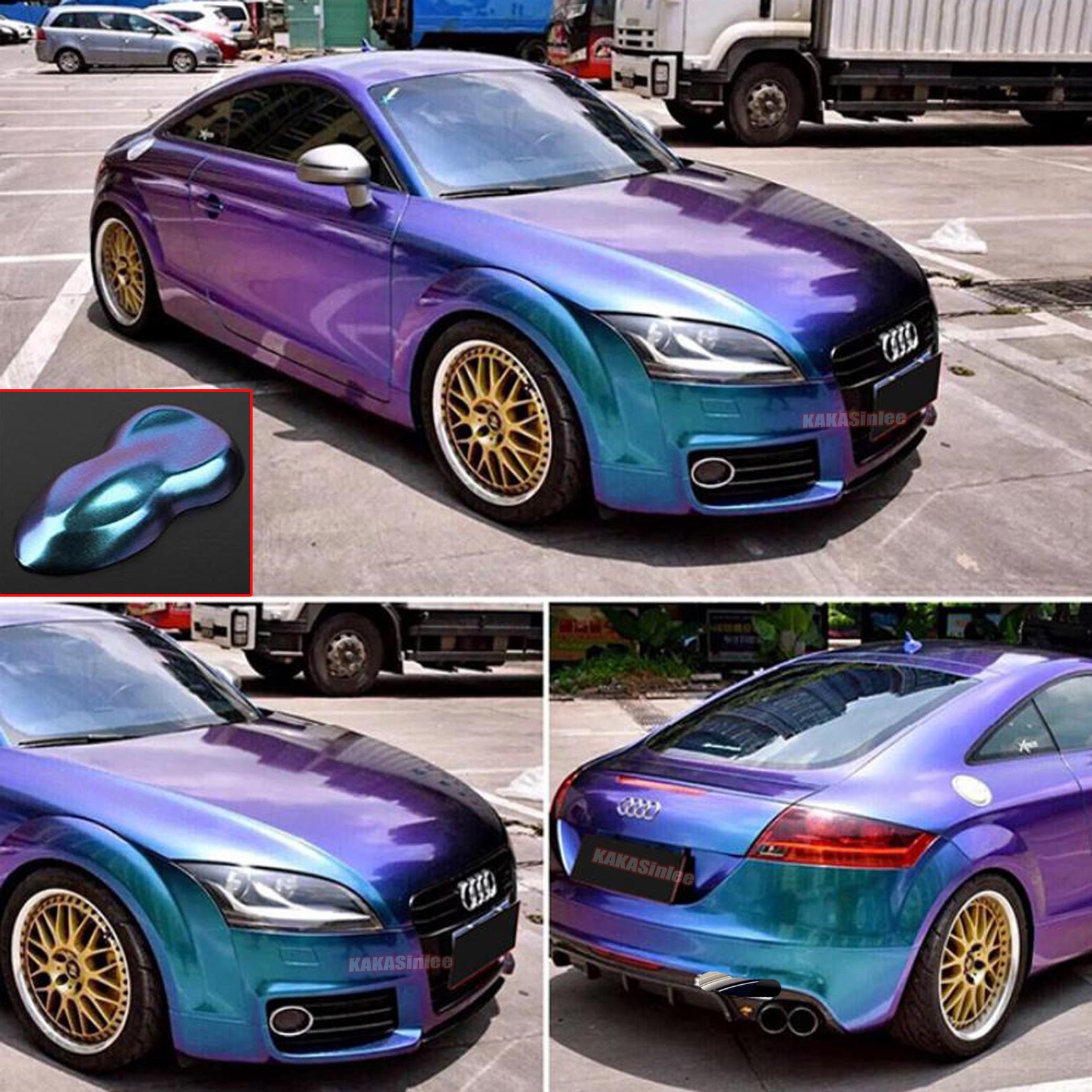 Flexible PL Blue Chameleon Car Glitter Pearl Glossy Metal Vinyl Wrap Sticker US