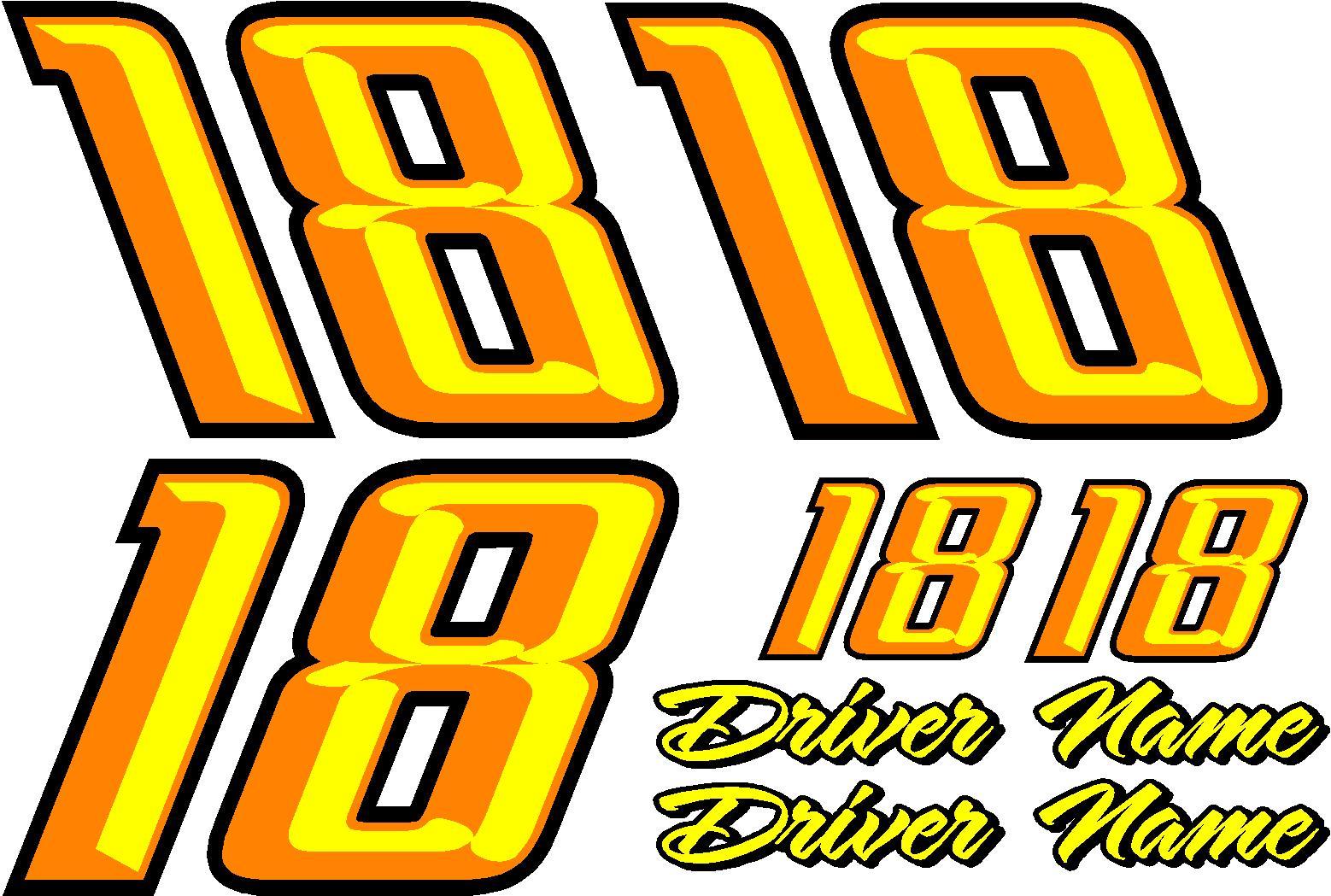 Race Car 3 color chiseled number stock car decal sticker racing set