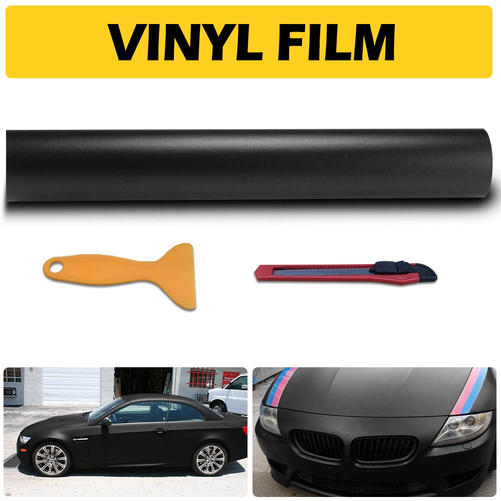 Premium Matte Black Flat Free Vinyl Air Wrap Film Sticker Decal Bubble Release