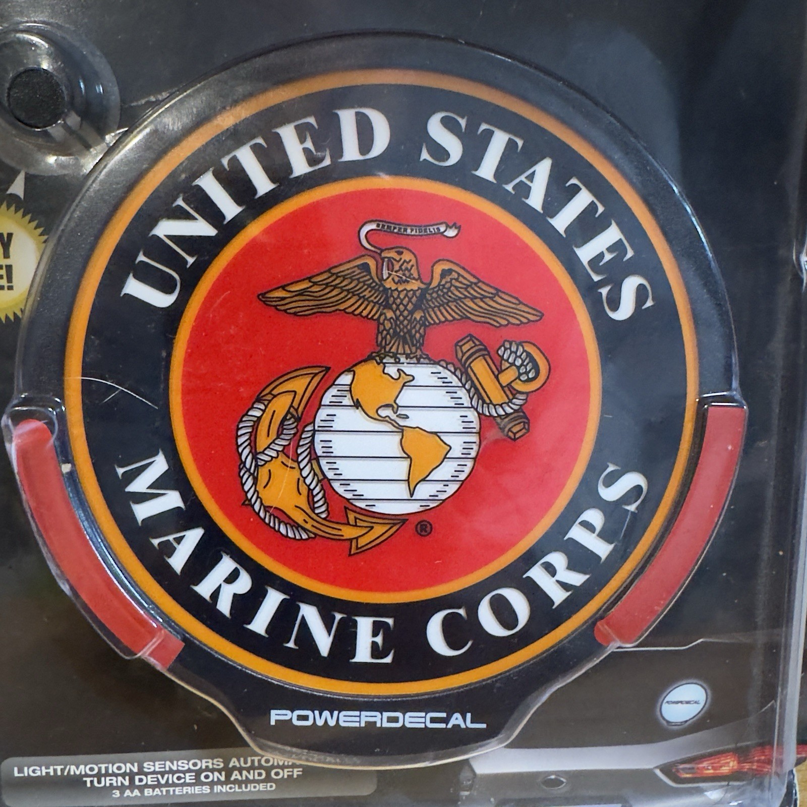 POWERDECAL USMC Marine Light Up Decal Backlit LED Motion Sensing Auto Decal NEW