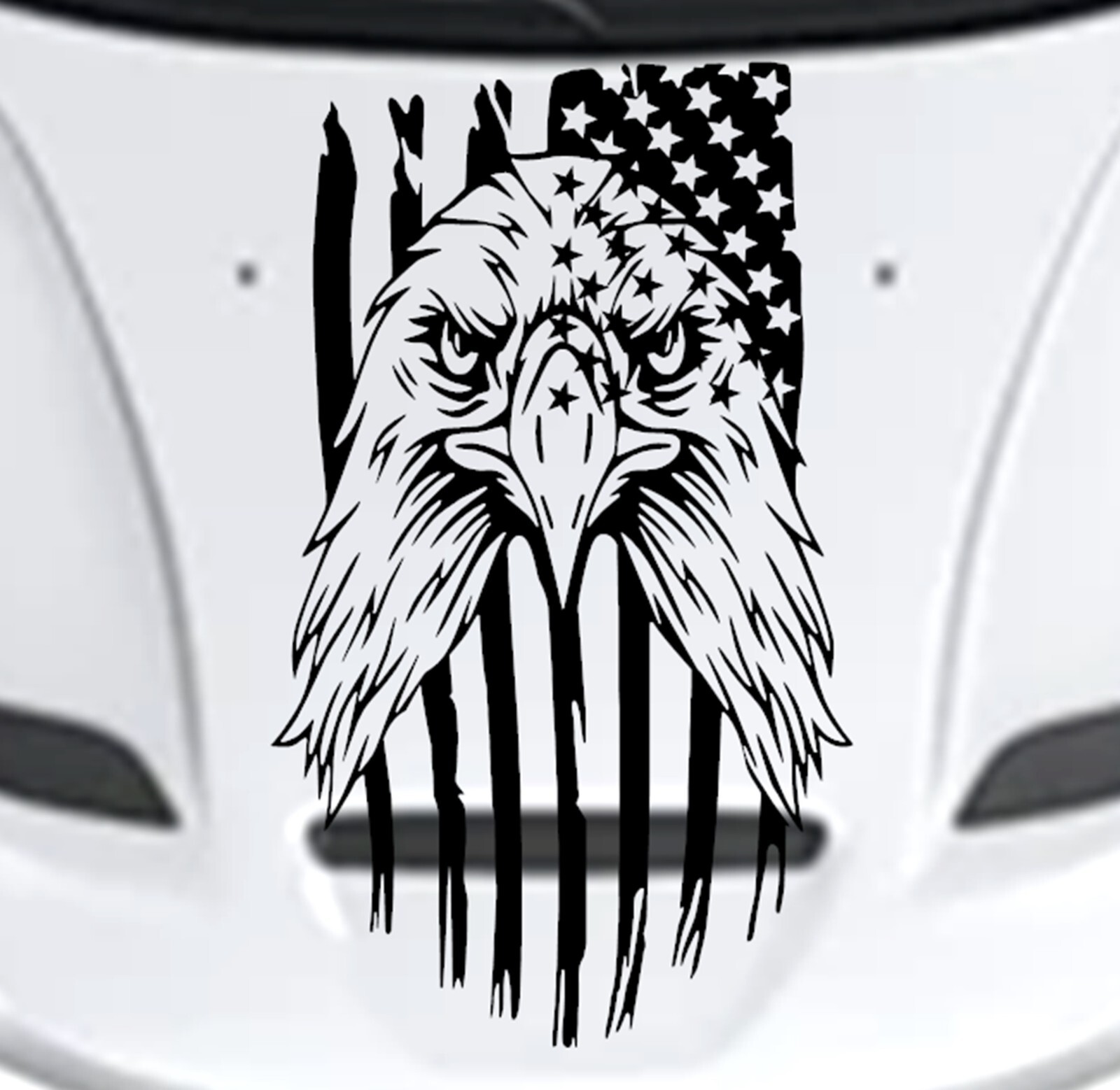 NEW Eagle Flag USA Hood Door Vinyl Decal Racing Stripes (Fits DURANGO)