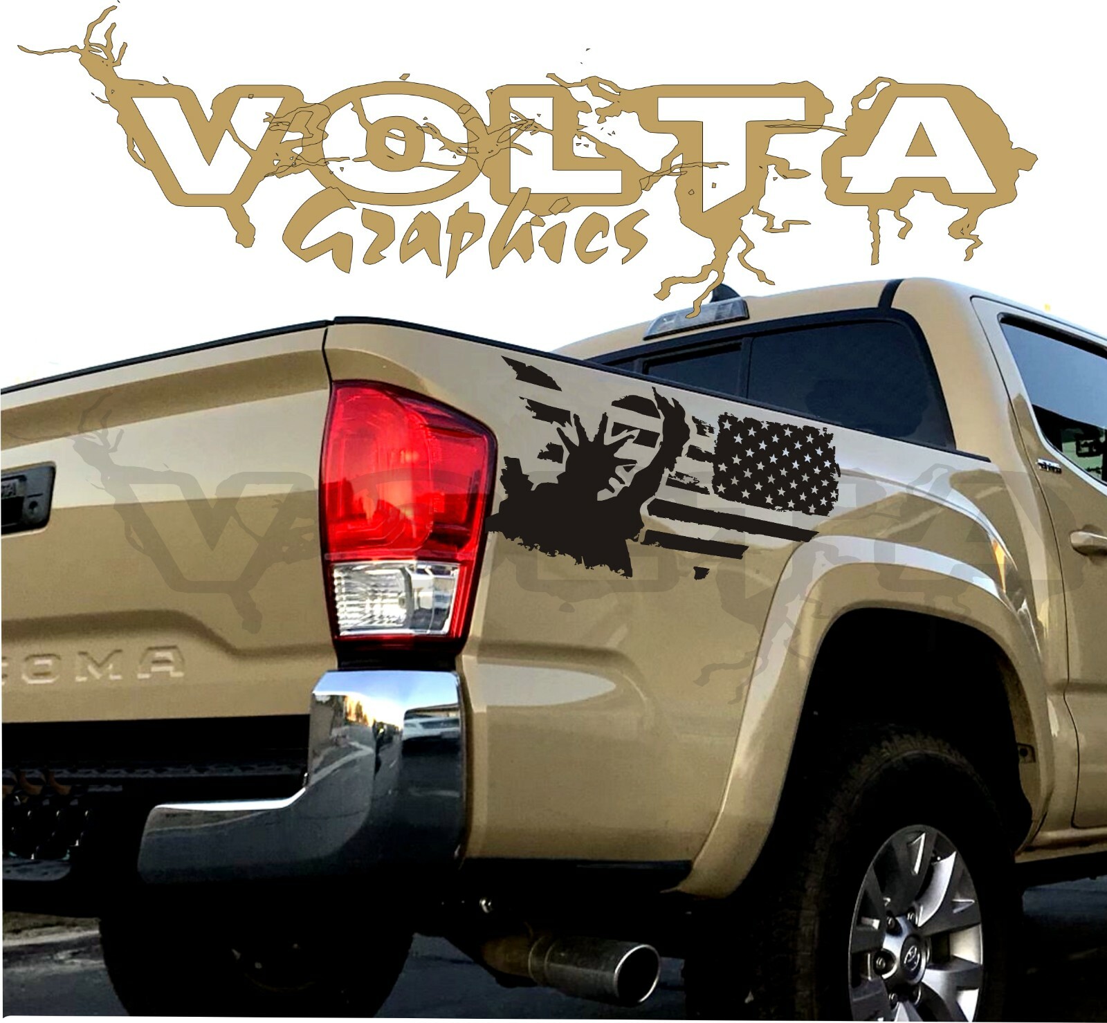 2x Rear Bedside Vinyl Decals For Toyota Tacoma 2004-2022 – Statue Of Liberty USA