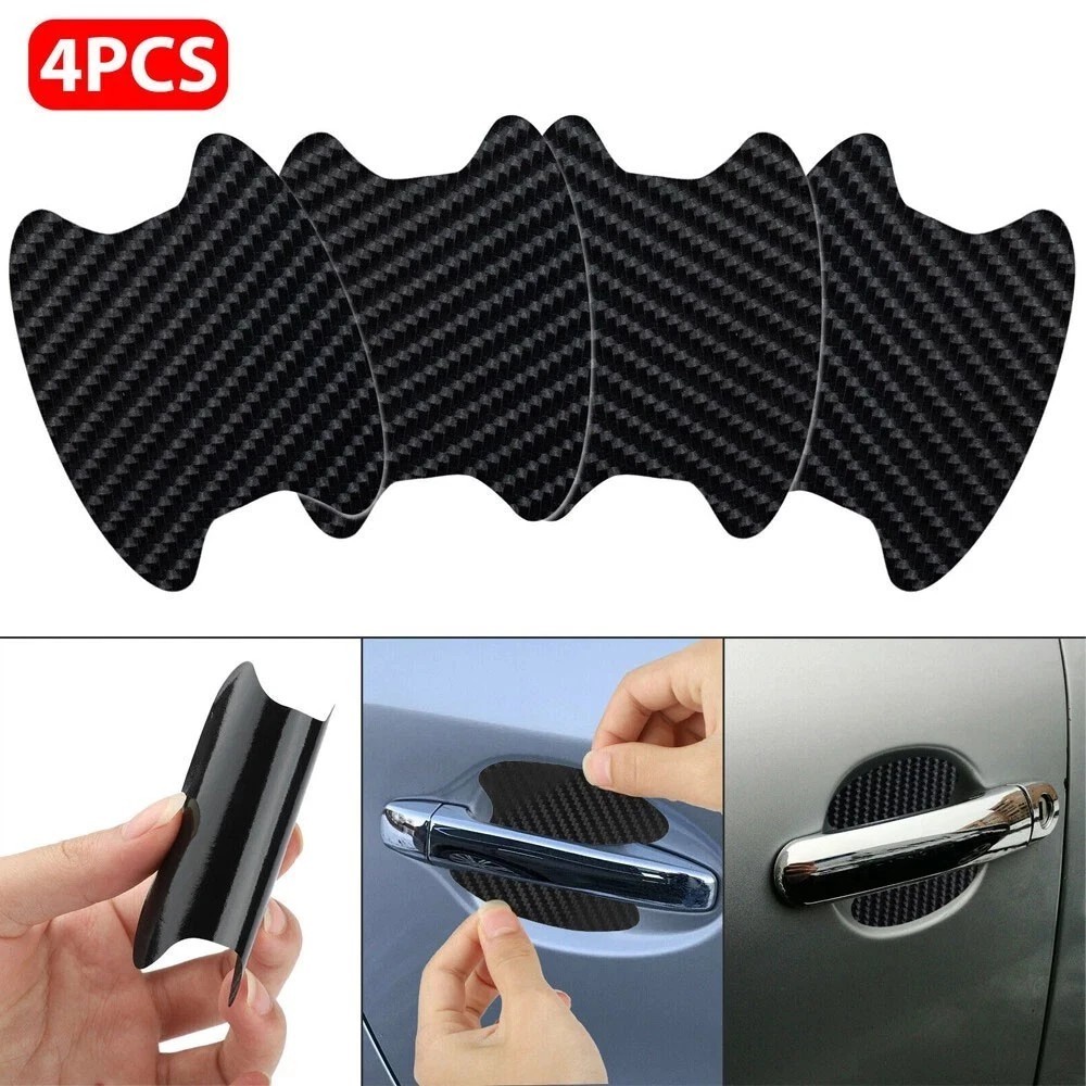 4PCS Carbon Fiber Car Door Handle Bowl Anti Scratch Protective Film Paint Guard