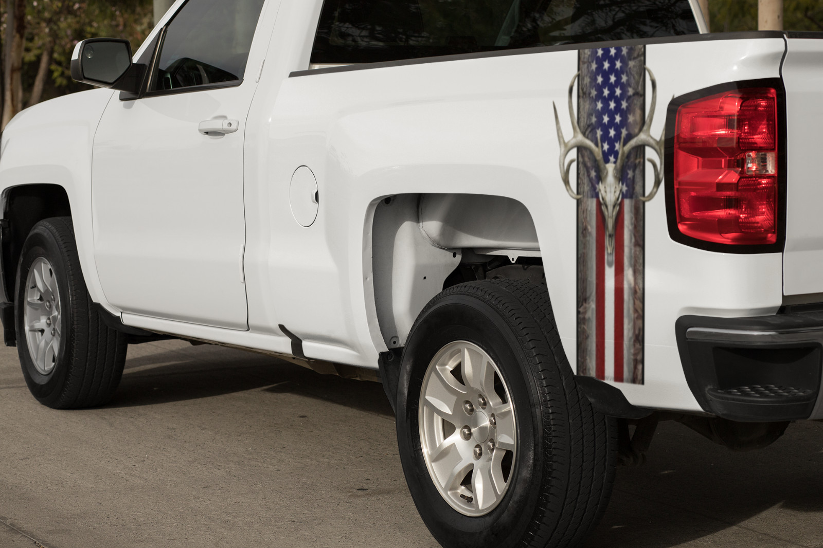 American Flag Oak Camouflage Deer Skull Hunting Truck Bed Band Vinyl Graphic SET