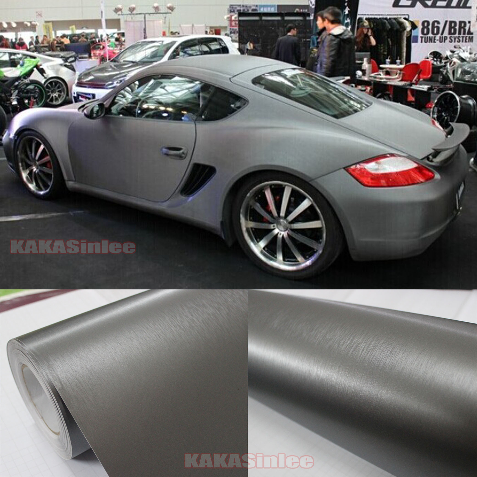 12″ x 60″ / Car Matte Metal Brushed Steel Texture Vinyl Wrap Sticker Trim Grey