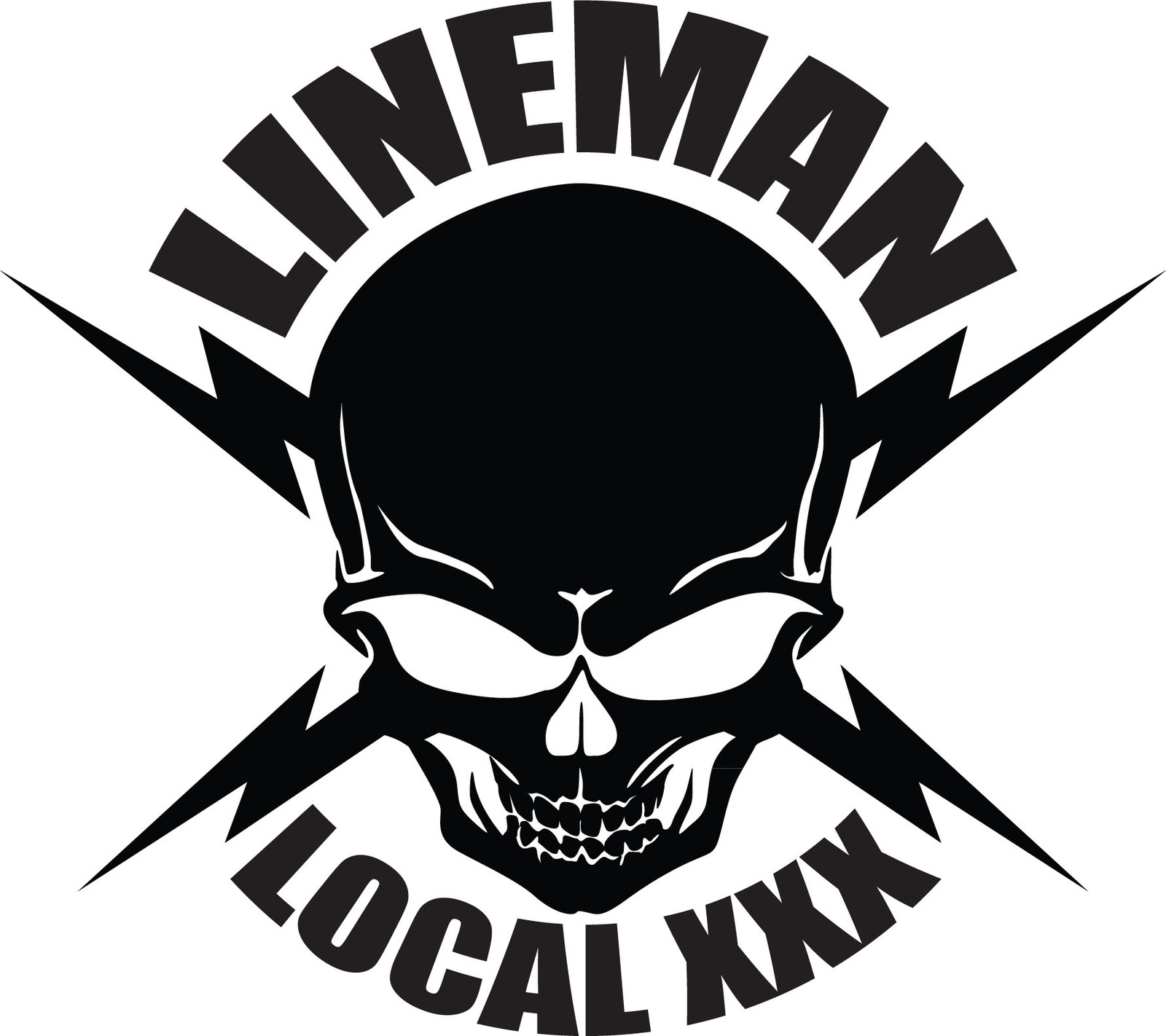 UNION SKULL IBEW ELECTRIC/LINEMAN LIGHTNINGBOLT customizable vinyl decal sticker