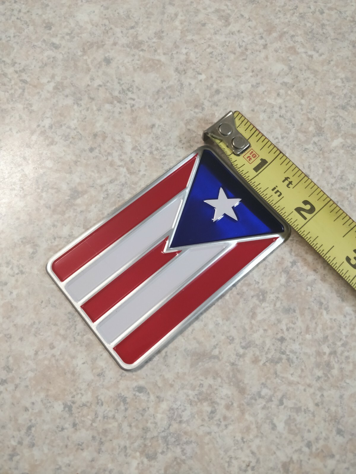 Puerto Rico Flag aluminum alloy Emblem Flag Car metal Sticker 2″x 3.15″ 1 Pair
