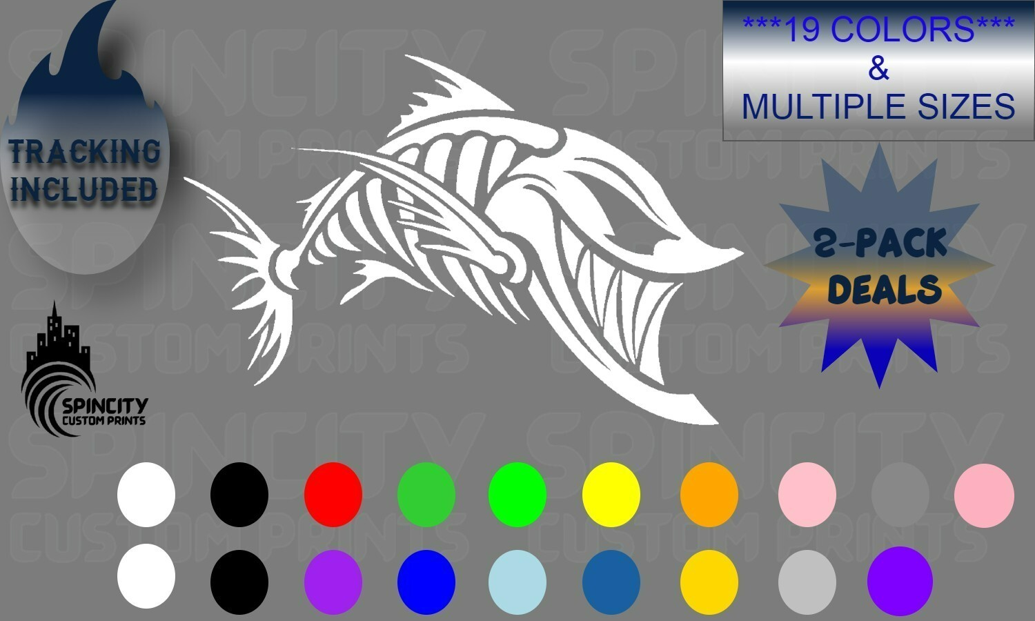 Skeleton Bone Fish Boat Vinyl Decal Fishing Outdoors Truck Trailer Sticker