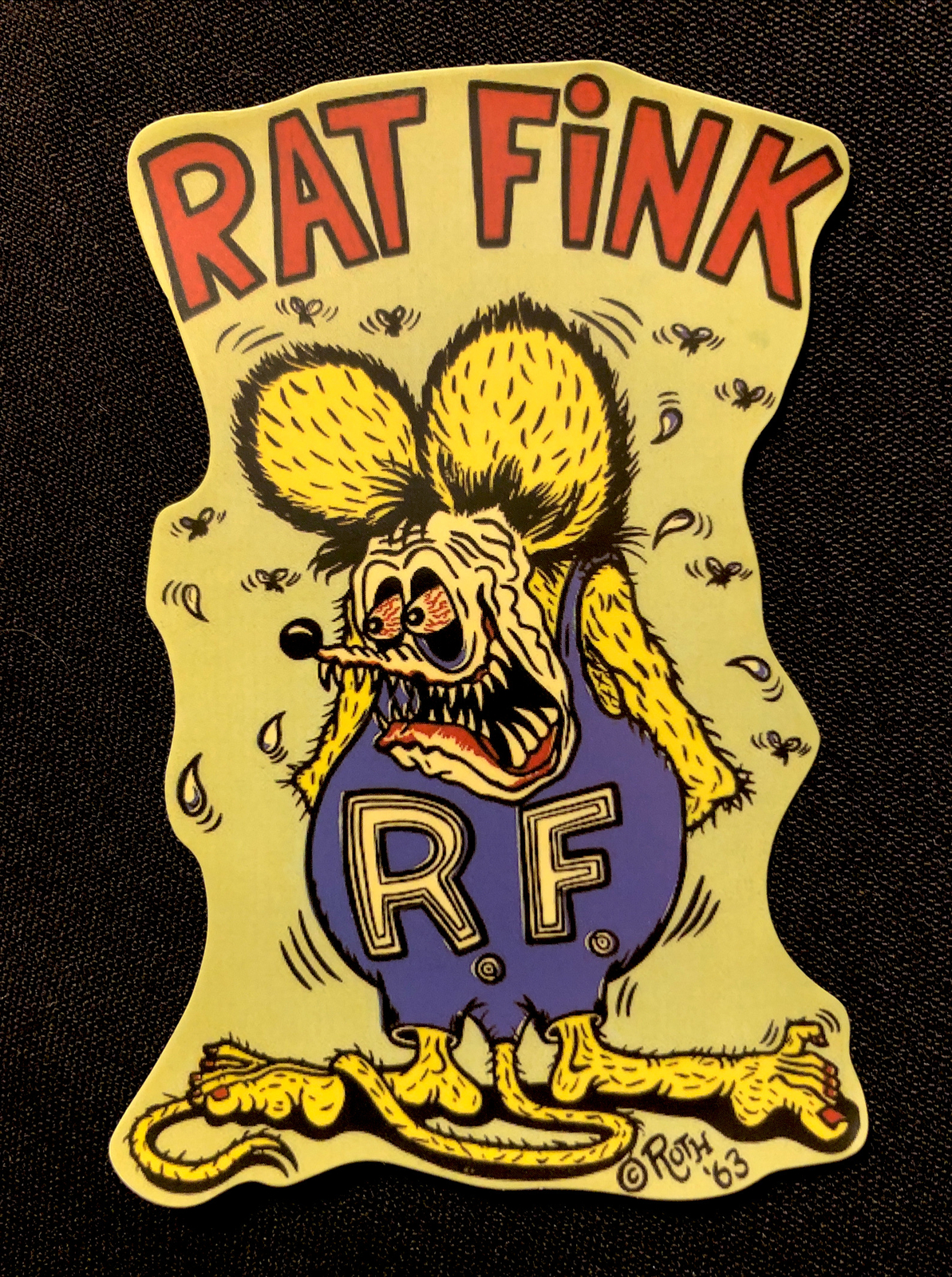 RAT FINK STICKER ”LIME GREEN FLIES” 2 1/4“ X 3 1/4“ GLOSSY ￼VERY COOL