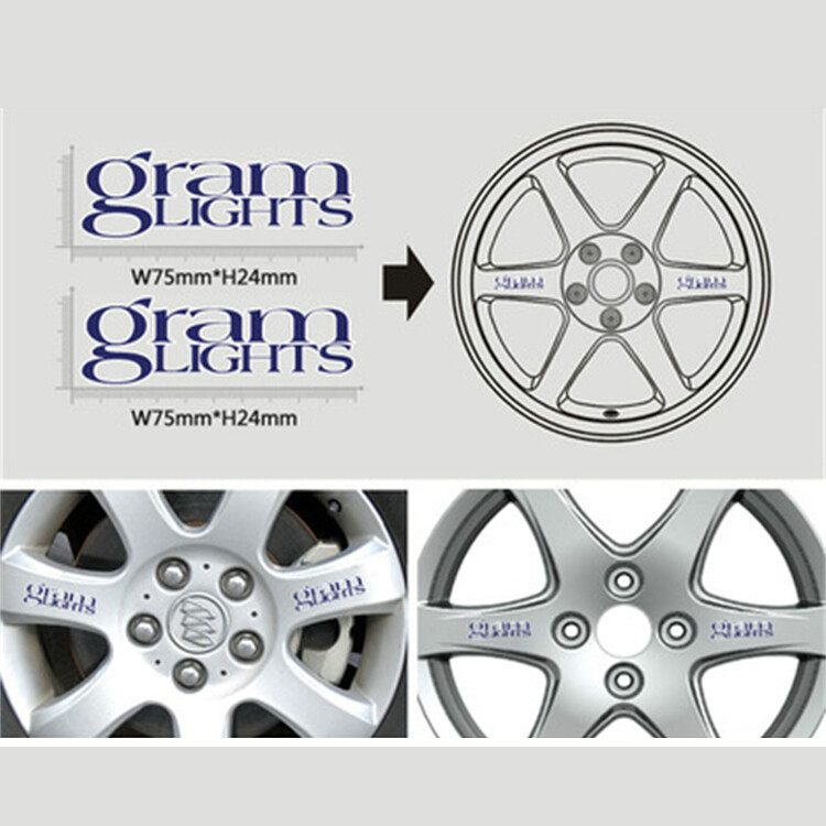 4pcs/set blue gram lights sticker Wheel Rim Spoke Sticker Decals
