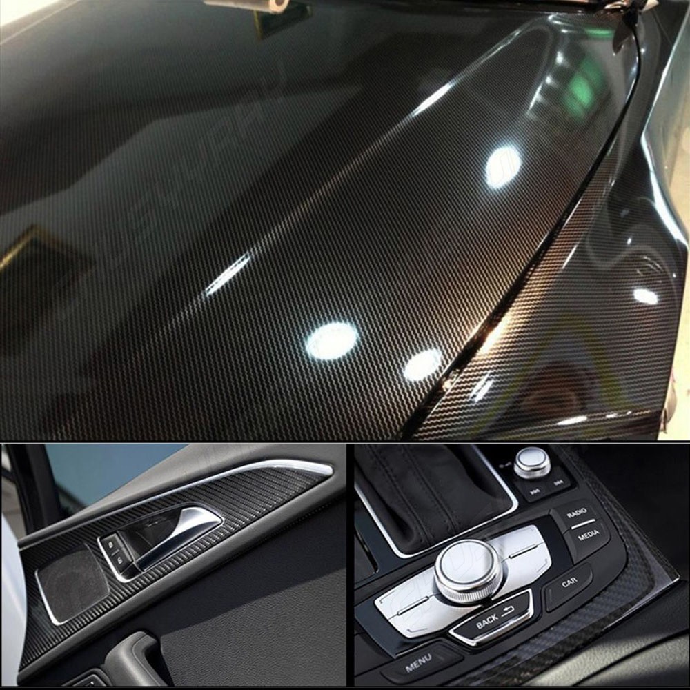 1-PC 5D Real Carbon Fiber Vinyl Wrap Sheet, High Gloss Finish for Auto Exterior