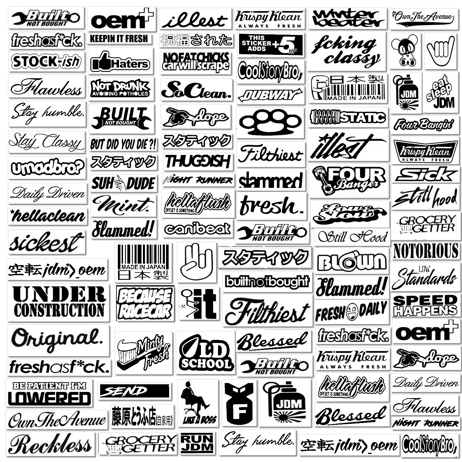 50 Random JDM Stickers Pack Car Motorcycle Racing Motocross Helmet Decals Lot