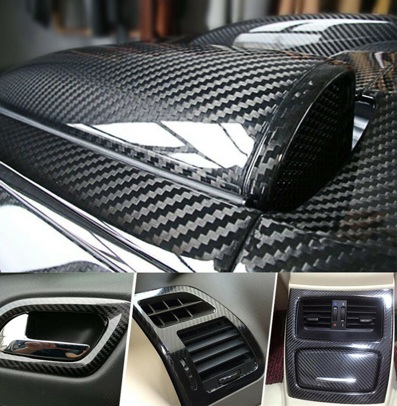 High Gloss Epoxy Black Carbon Fiber Vinyl Detailing Film DIY Roll 12×60″
