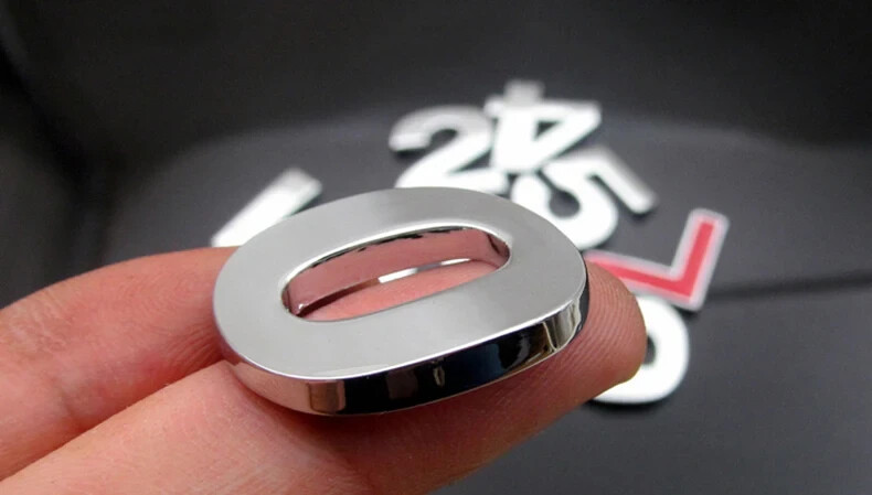 25mm Metal Emblem Chrome Silver Matte Black Car Sticker Letter Alphabet Number