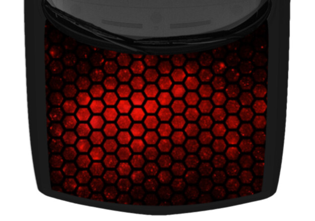 Hexagon Mosaic Grunge Abstract Truck Hood Wrap Vinyl Car Graphic Decal Black Red