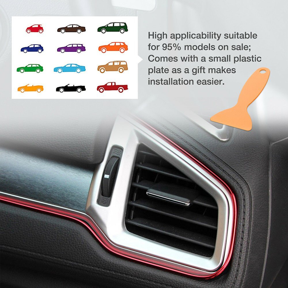 5M Red Car Van Interior Door Gap Edge Line Insert Molding Trim Strip Accessories