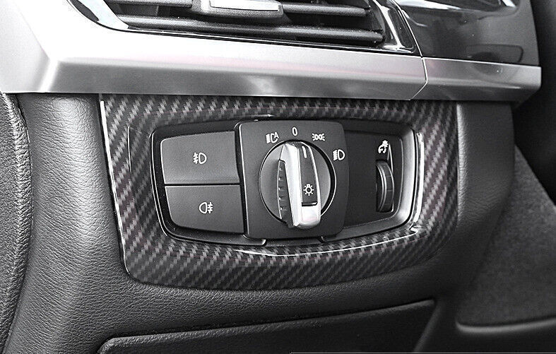 Carbon Fiber Headlight Switch Control Button Trim For BMW X5 X6 F15 F16 2014-18