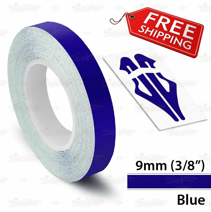 BLUE 9mm 3/8″ Roll PIN STRIPE Car Striping Trim Line TAPE Decal Vinyl Sticker