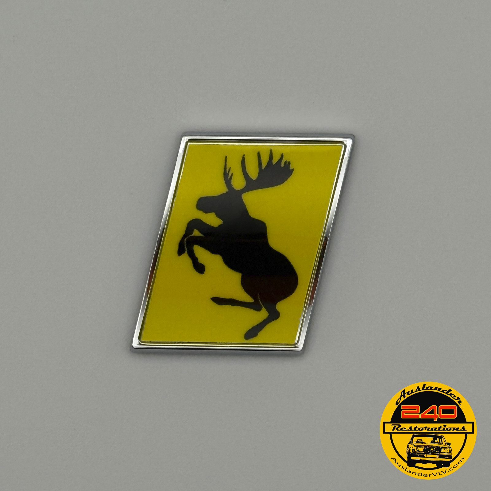 GENUINE Traditional Prancing Moose VOLVO 1” Hard Chrome Badge Slash Emblem