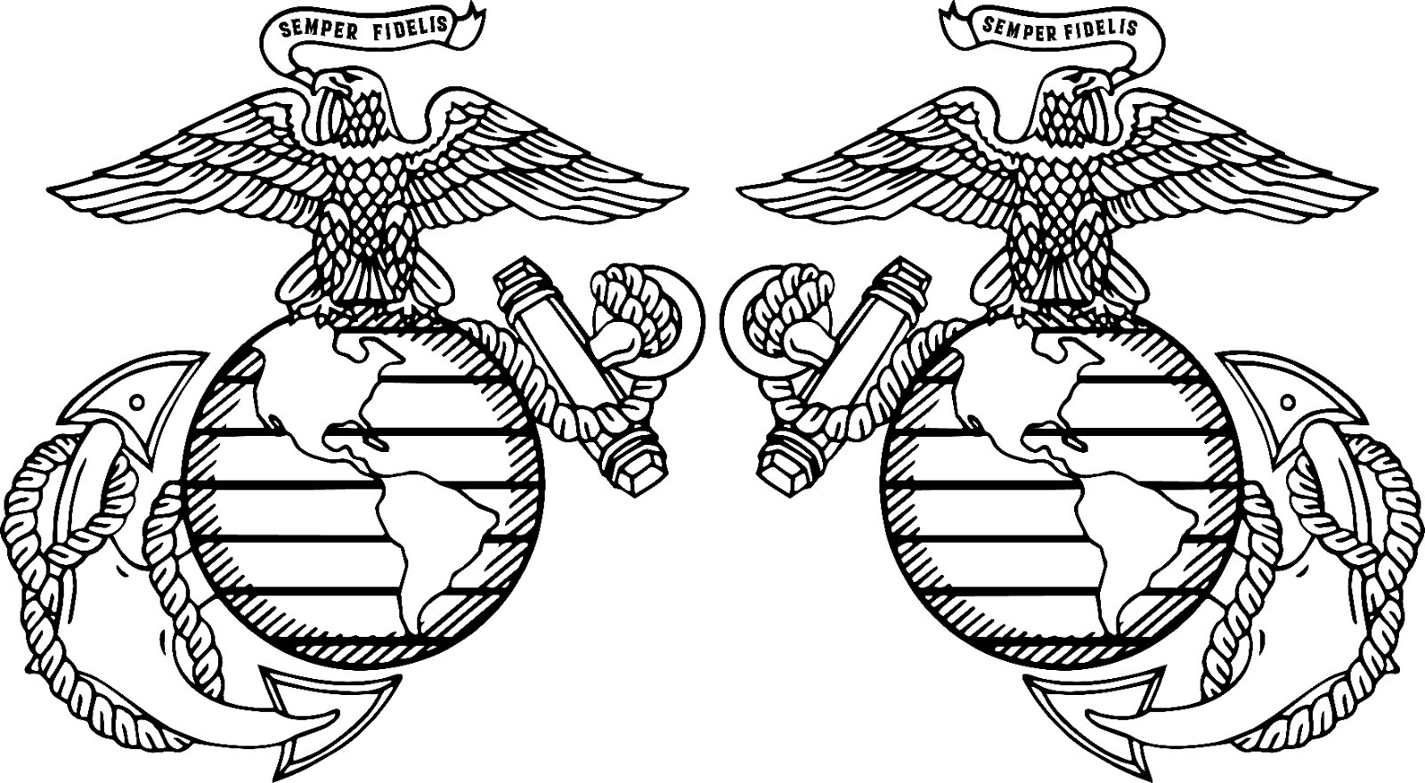 Marines Corp Emblem USMC Left and Right Vinyl Decal Multiple Colors and Sizes