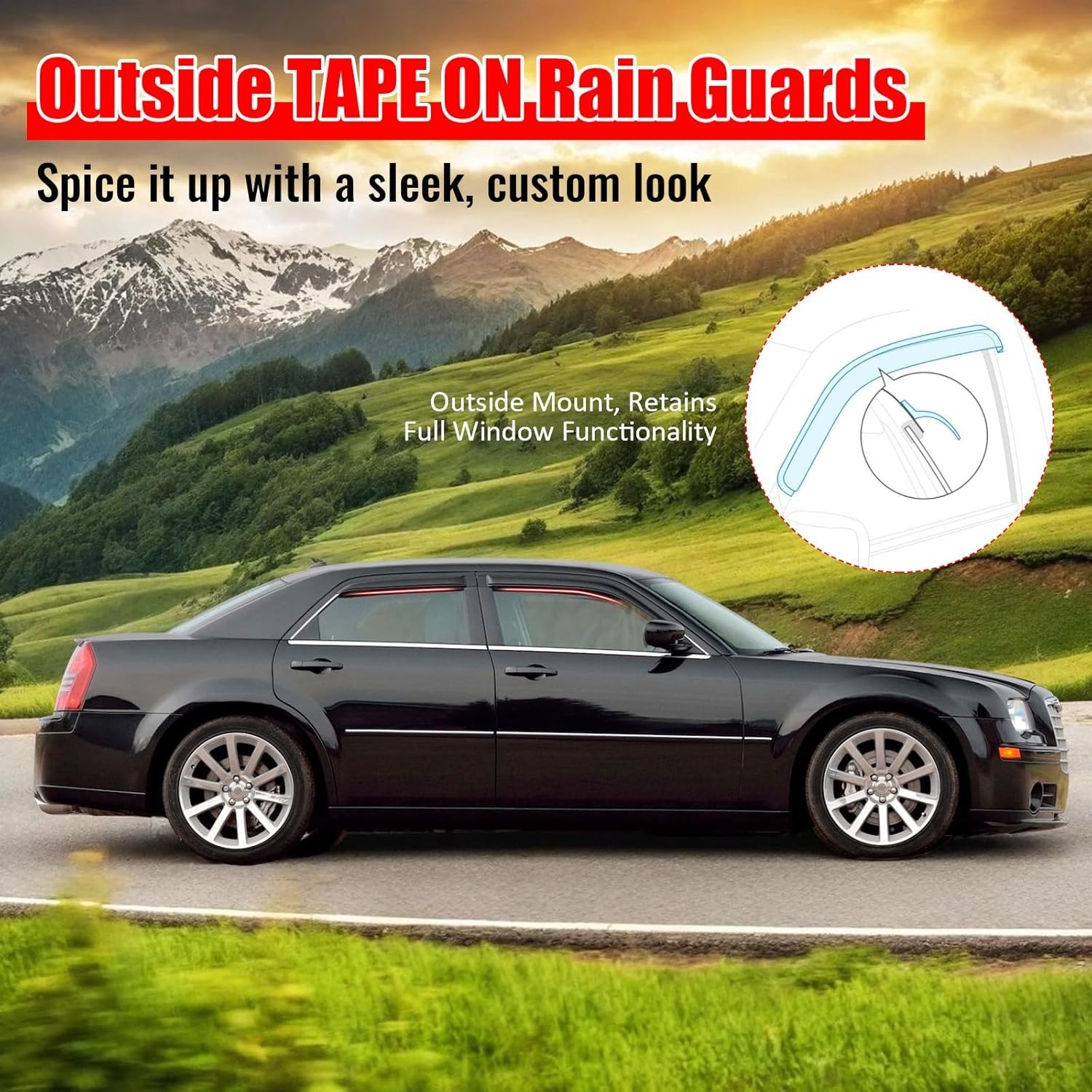 Tape on Window Visors Compatible with 2022-2026 Kia Carnival, Acrylic Smoke/T…