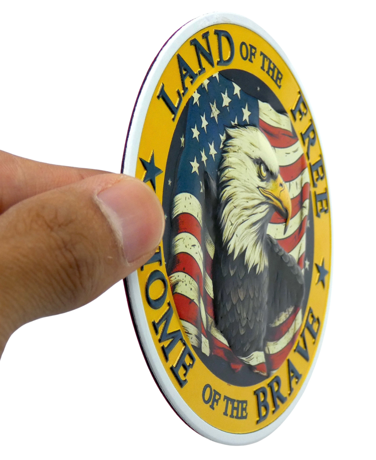 ALUMINUM Land Of The Free Decal Sticker – Patriotic, Army, Veteran 3.5″