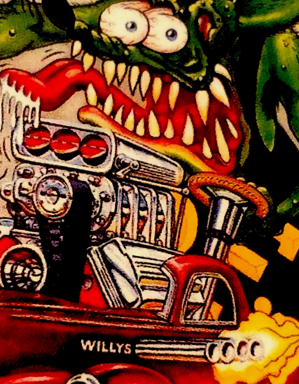 RAT FINK STICKER “WILLYS RIDE” 3“ X 4“ GLOSSY & BEAUTIFUL!