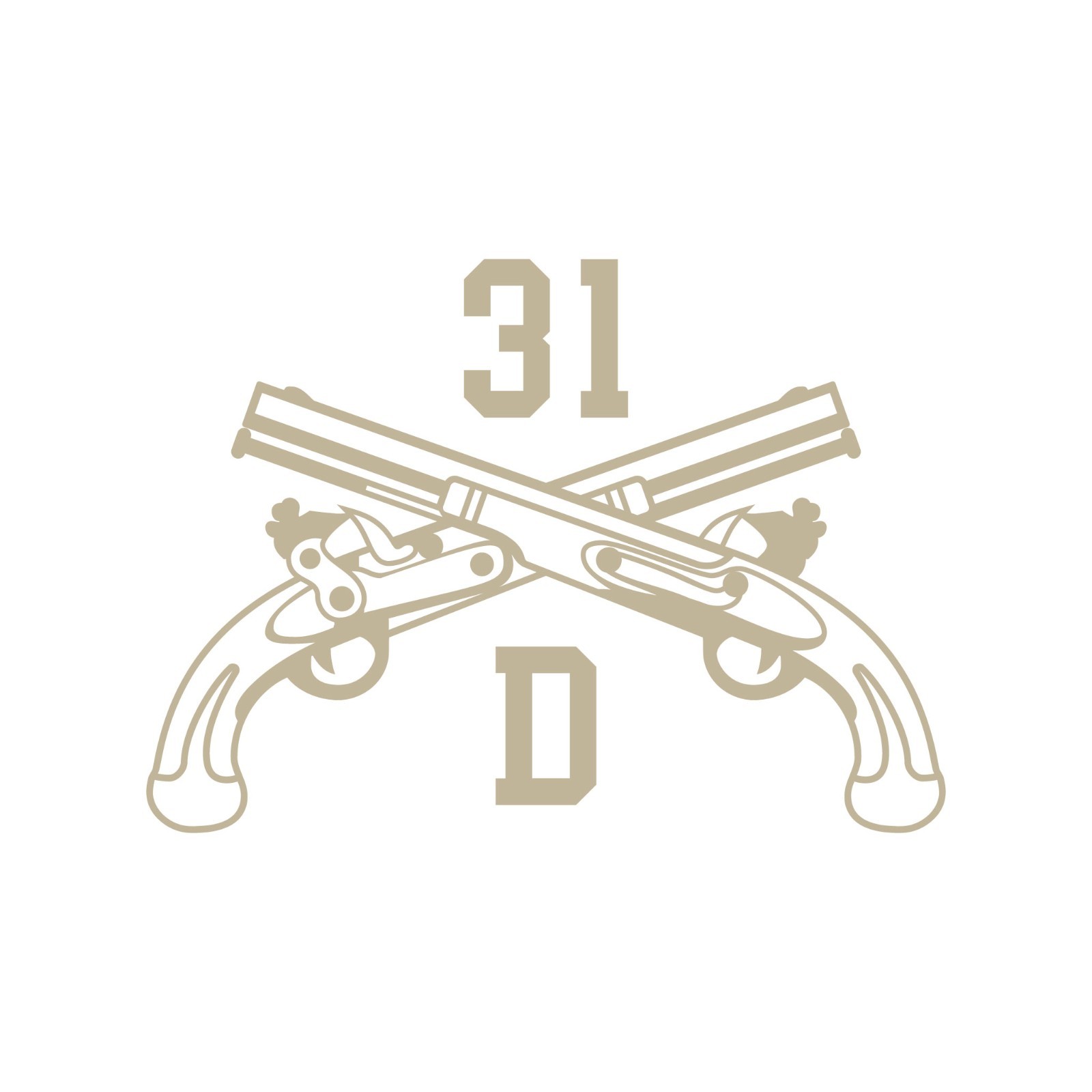 Army MOS 31D CID Special Agent Crossed Pistols Insignia Decal 3″ x 5.5″