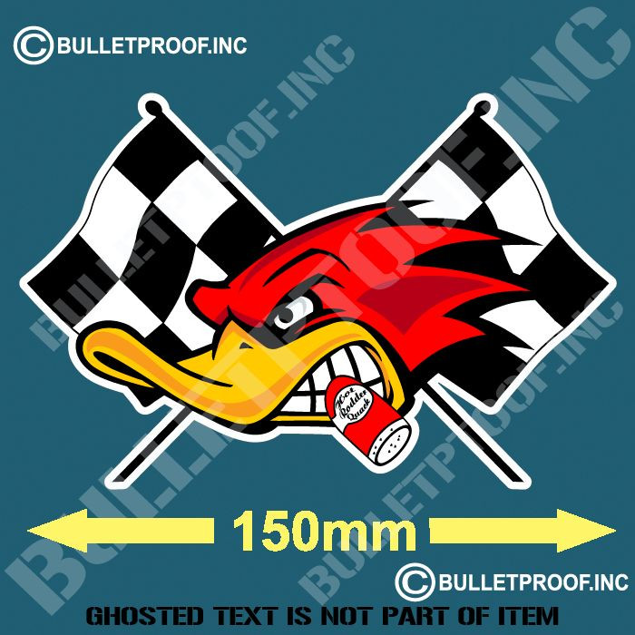 HOT ROD DUCK Decal Sticker Set Vintage Retro Americana Rat Rod Hot Rod Stickers