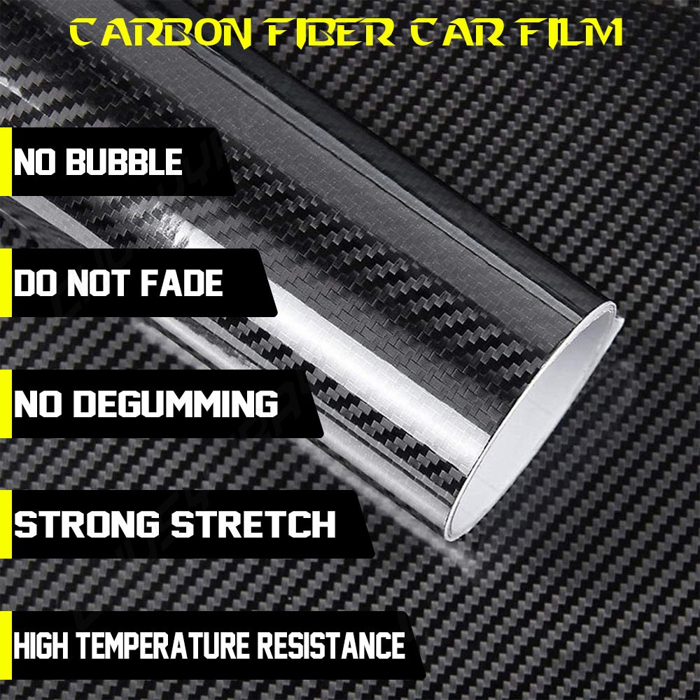 1-PC 5D Real Carbon Fiber Vinyl Wrap Sheet, High Gloss Finish for Auto Exterior