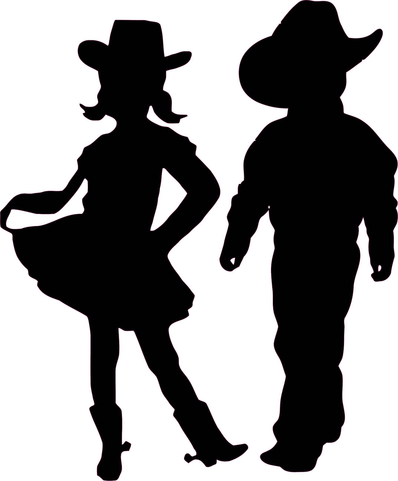 Little Cowgirl and Cowboy Silhouette Decal – Black Perfect for Western-Themed De