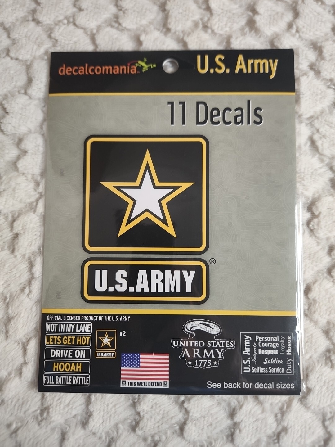 NOS U.S Army 11 Decals Military Logo Motto’s Officially Licensed Decalcomania