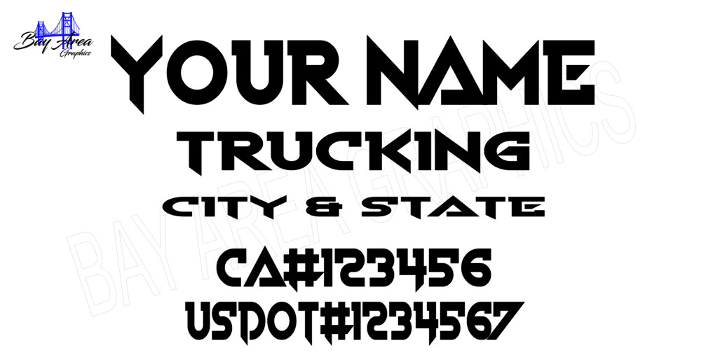 TRUCK DOOR COMMERCIAL DECALS CUSTOM SAME STYLE TEXT & DOT OUTDOOR VINYL X2