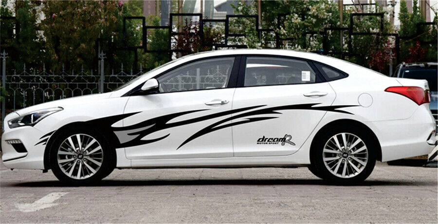 Black+Grey Flame Graphics design accessories Car body decor cover Vinyl Decals