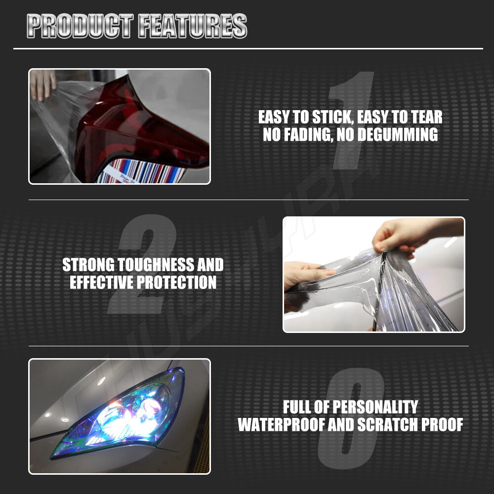 Fit Headlight Taillamp Transparent Lens Vinyl Protection Film 30CM*70CM