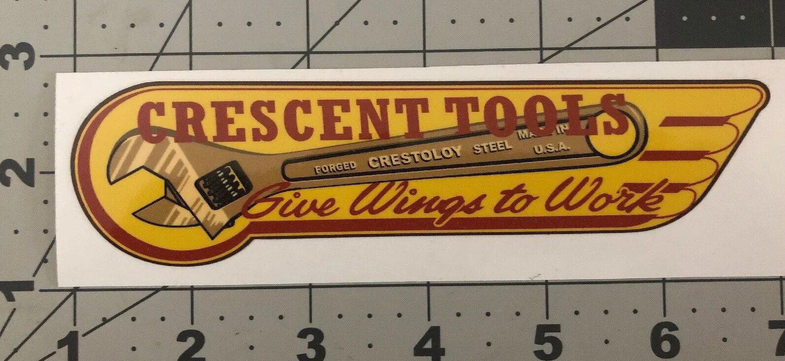 Crescent Tools Give Wings to Work decal for restoration of vintage Wrench box