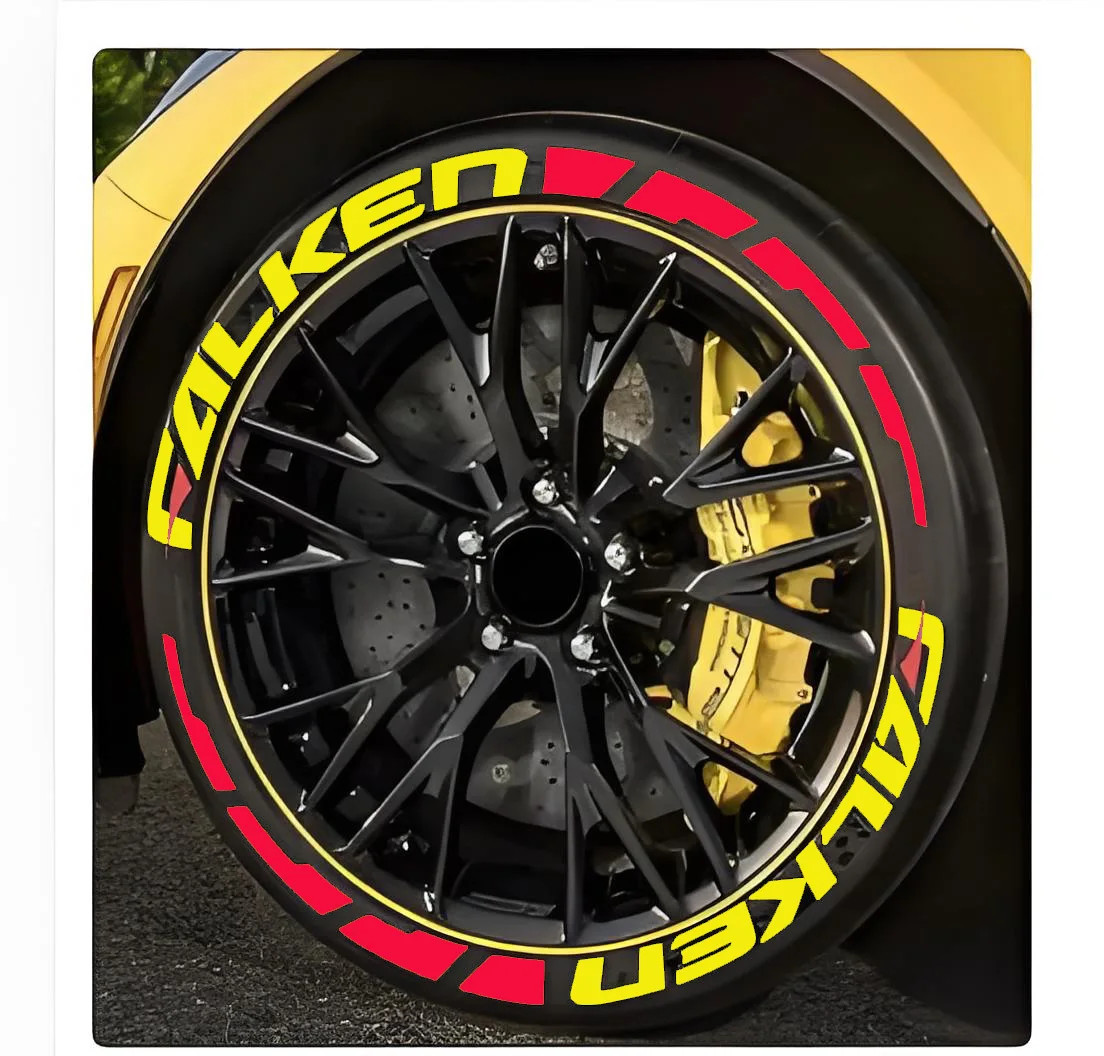 8pcs/lot Car Tire Decor Stickers Car Tuning Universal 3D Permanent PVC Joined