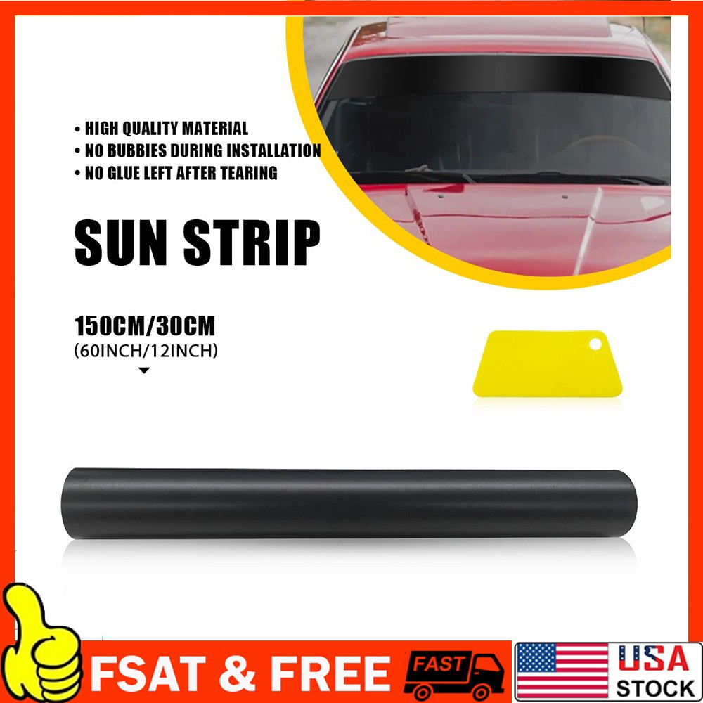 60×12″ Sun Visor Vinyl Decal Strip Matte Black Banner Blank Windshield Sticker B