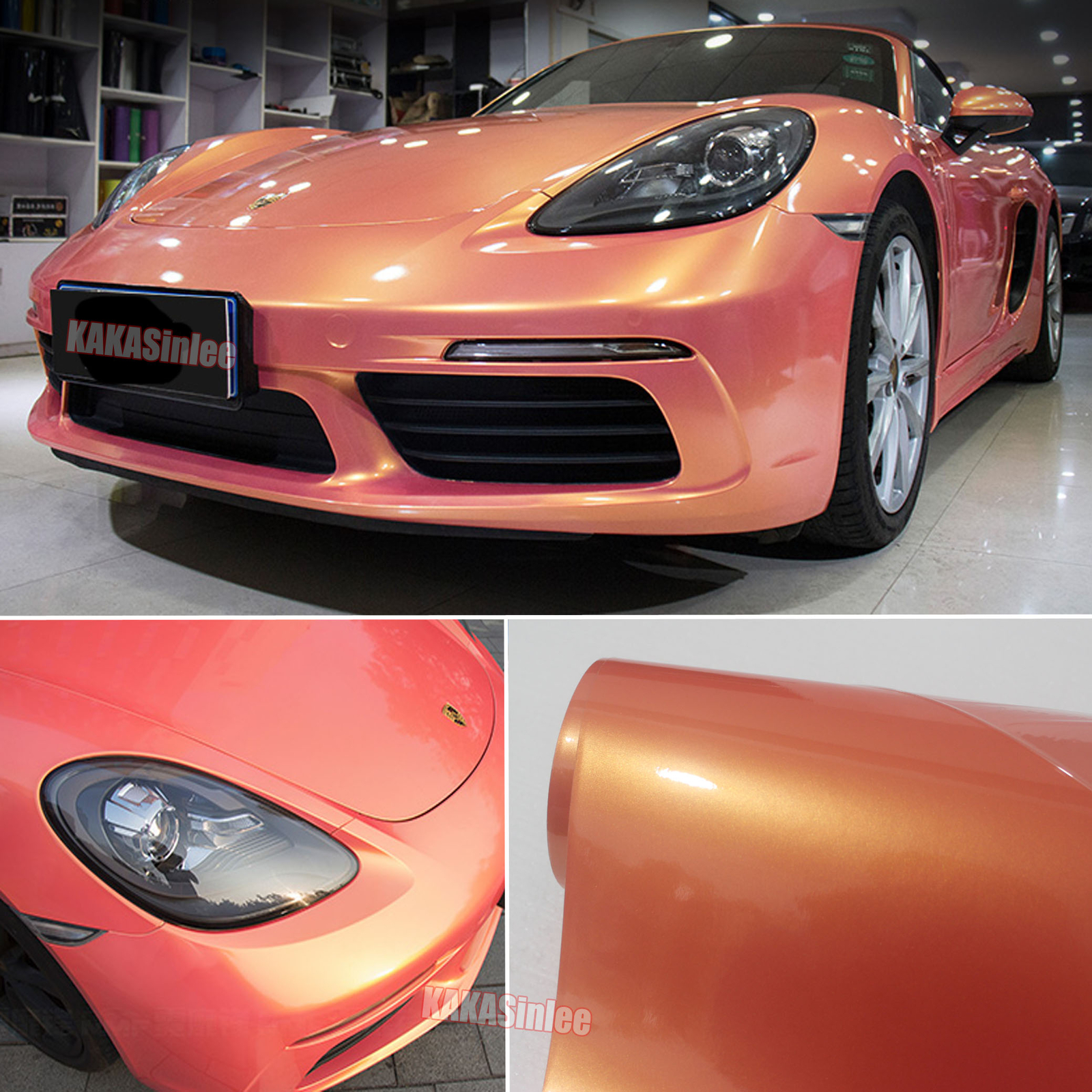 50FT x 5FT Car Wrap Gold Pink Film Coral Chameleon Satin Chrome Vinyl Sticker US