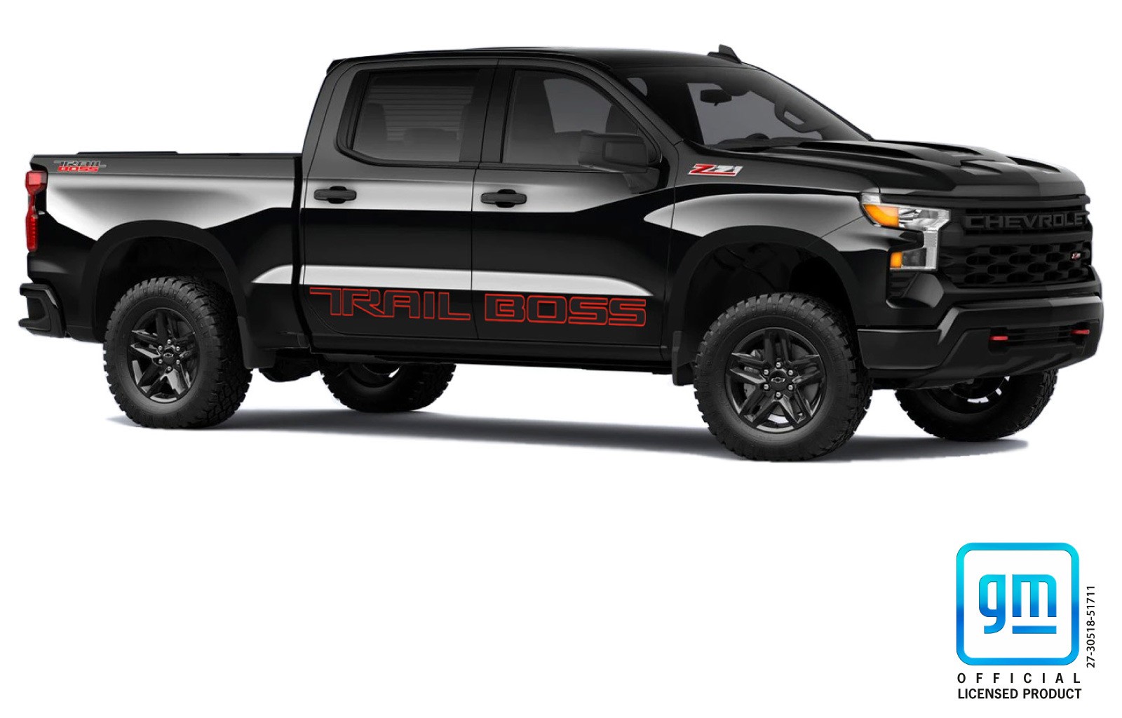 2019 20 21 22 23 24 Chevy Silverado TRAIL BOSS Crew Cab Body Side REDLINE Decal