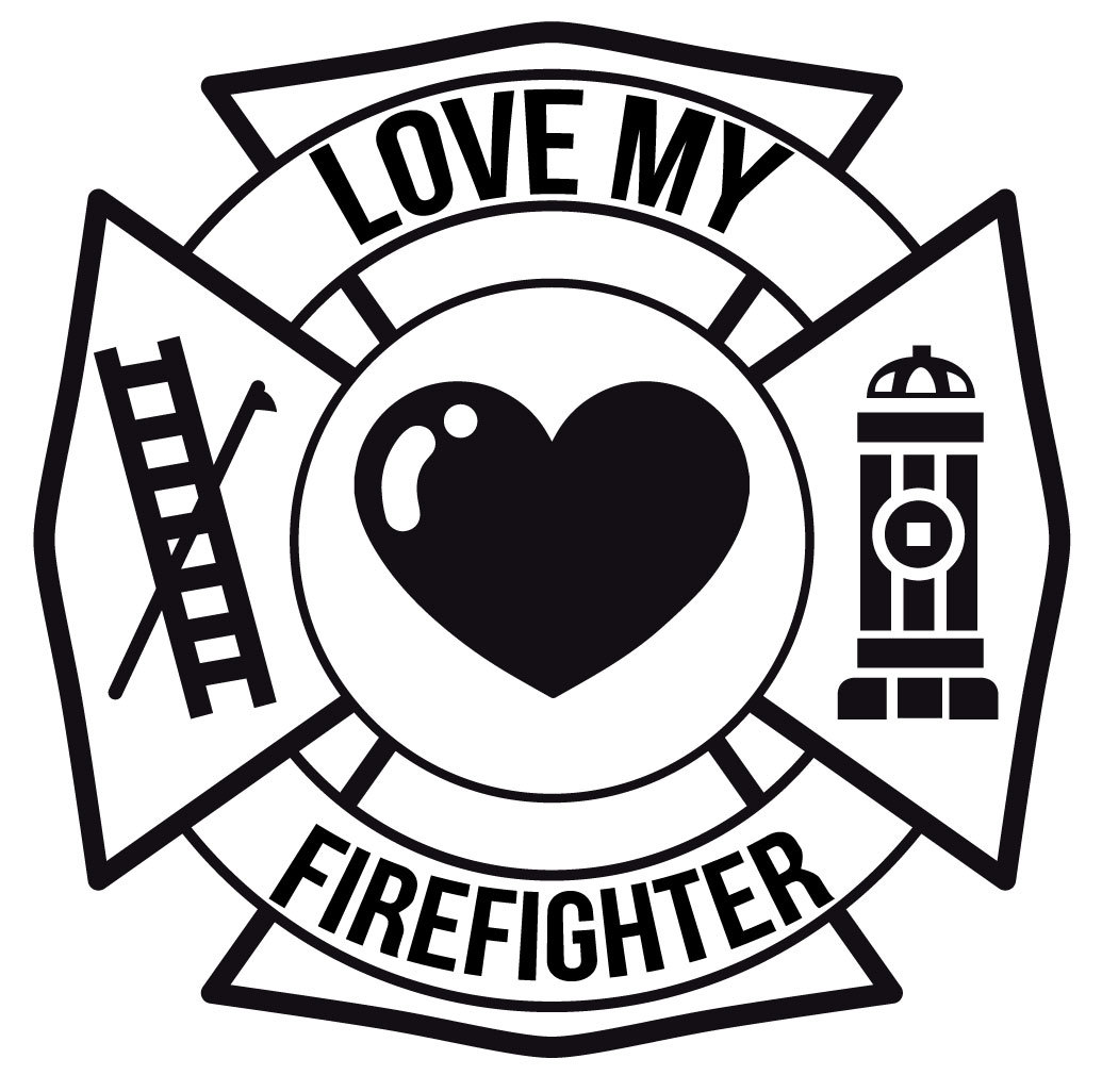 LOVE MY FIREFIGHTER MALTESE CROSS Vinyl DECAL STICKER WINDOW GLASS CAR TRUCK