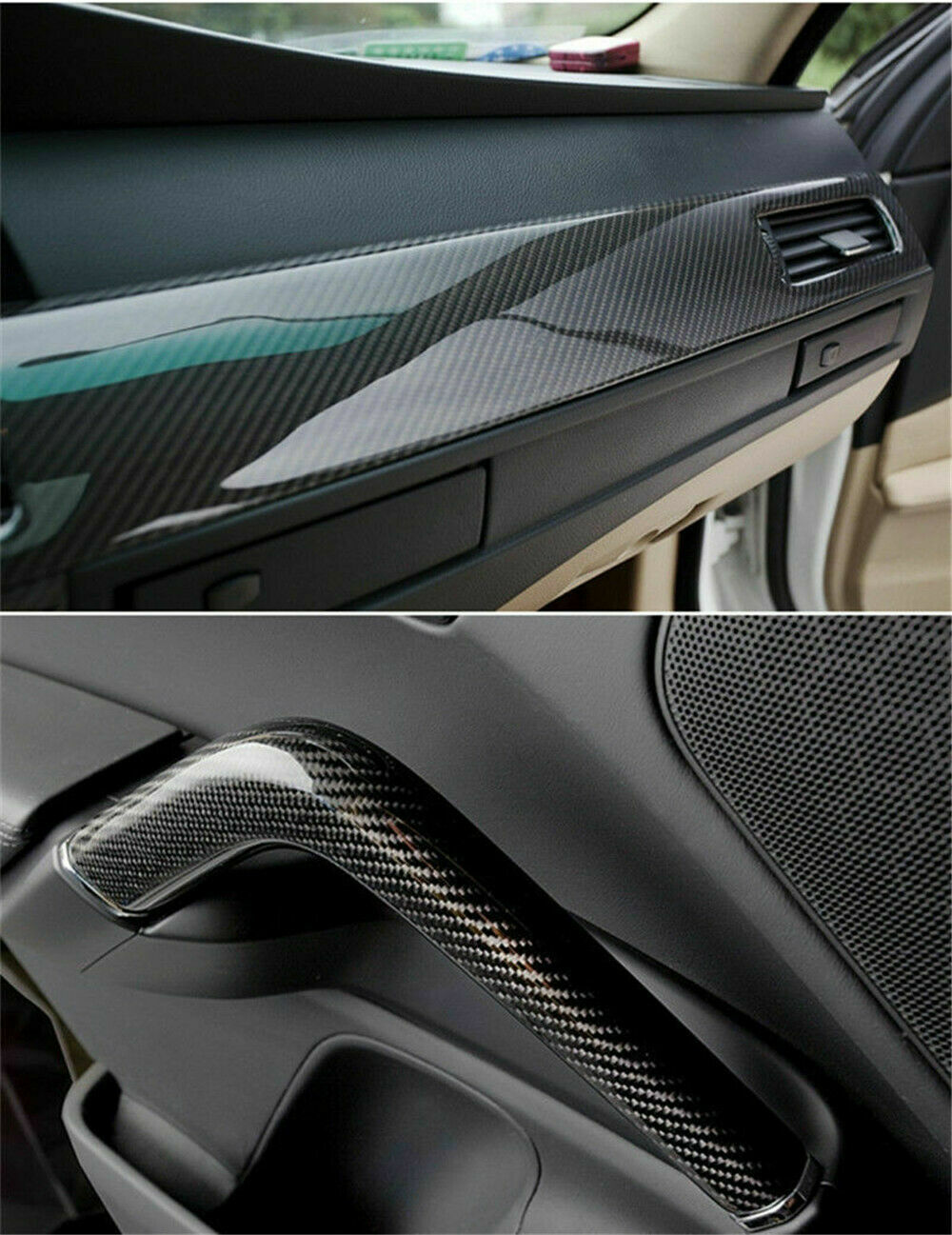 High Gloss Epoxy Black Carbon Fiber Vinyl Detailing Film DIY Roll 12×60″