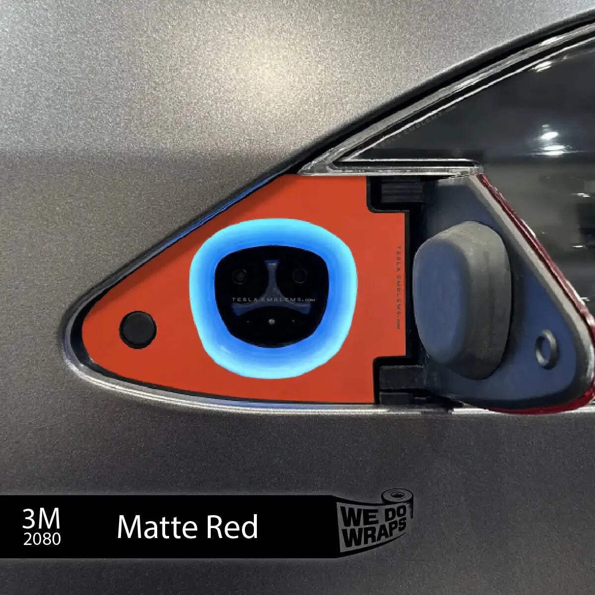 3M Matte Red Tesla Charge Port Wrap | Model S