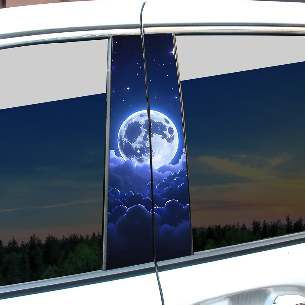 Dreamy Full Moon Starry Night Car B-Pillar Stickers Aesthetic Sky Vinyl Decals