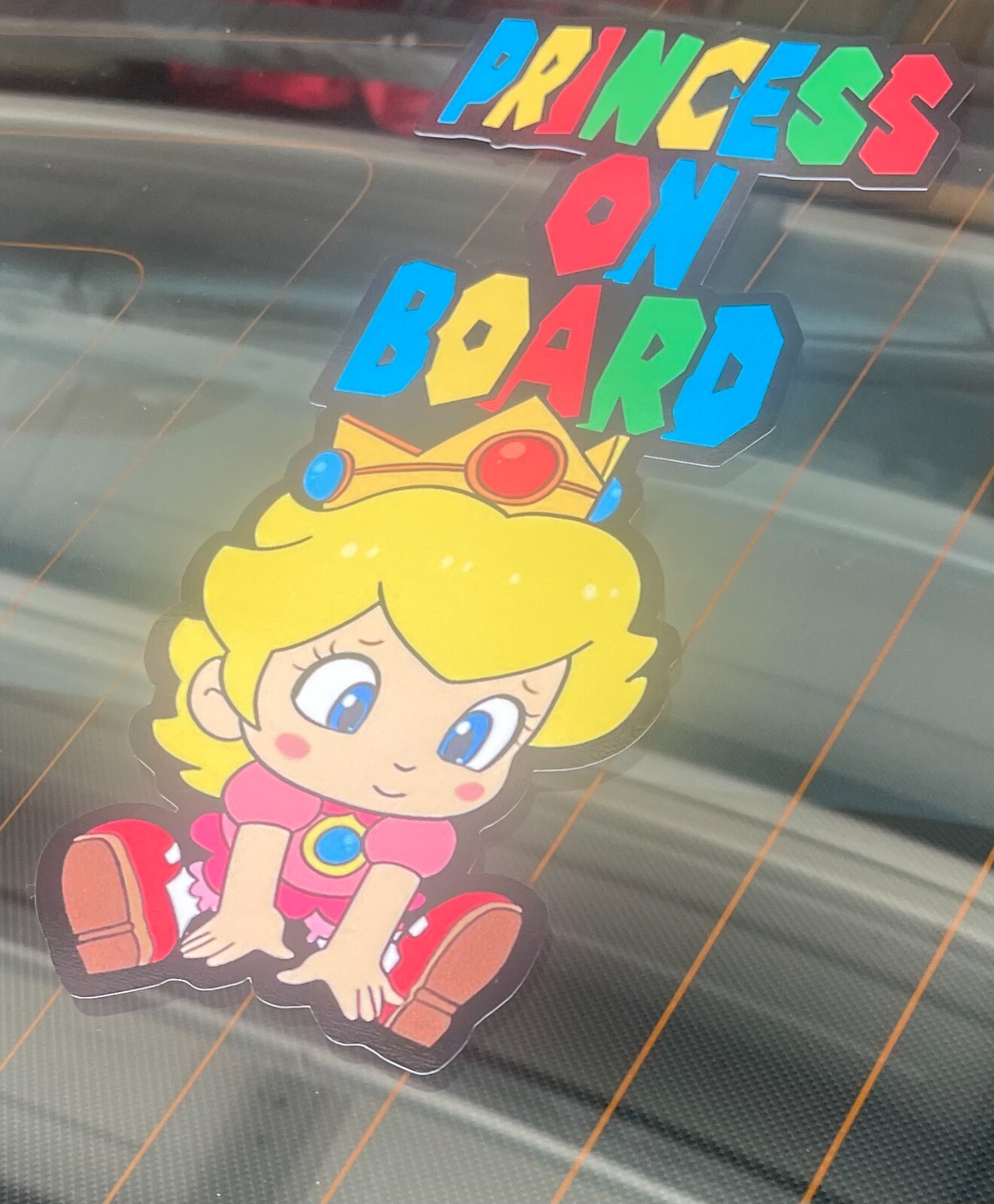 Super Mario Sticker Princess Peach Baby on Board Princess on Board Bumpersticker