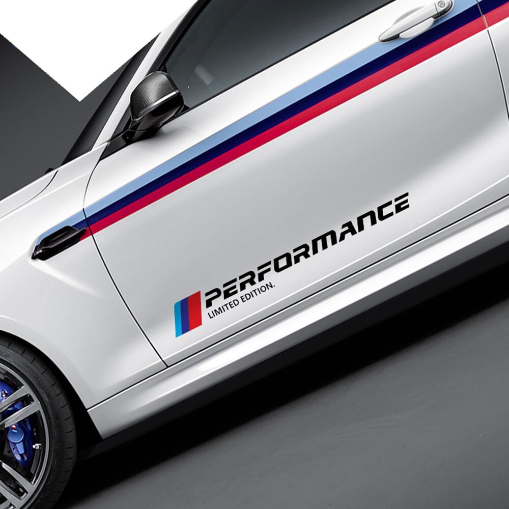 2pcs Black M Performance Side Body Sticker Decal BMW13457 M2M3M4M5 X1X3X4X5X6X7