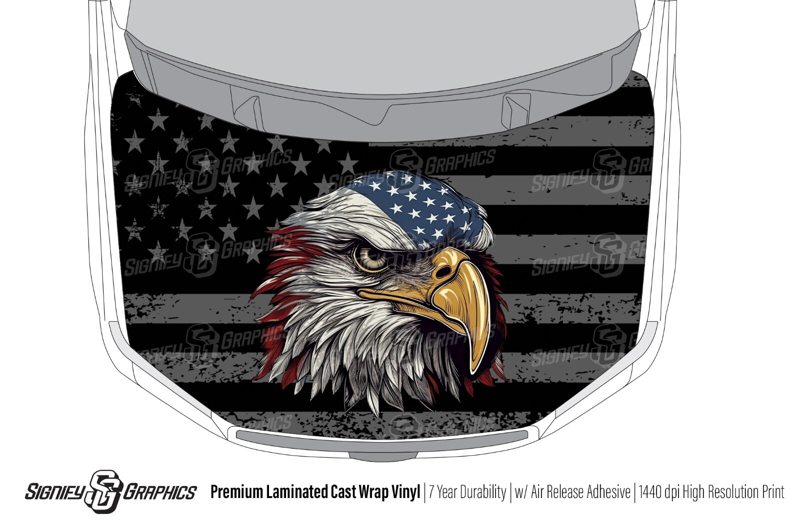 Hood Vinyl Wrap Patriotic American Eagle Decal Truck or Car