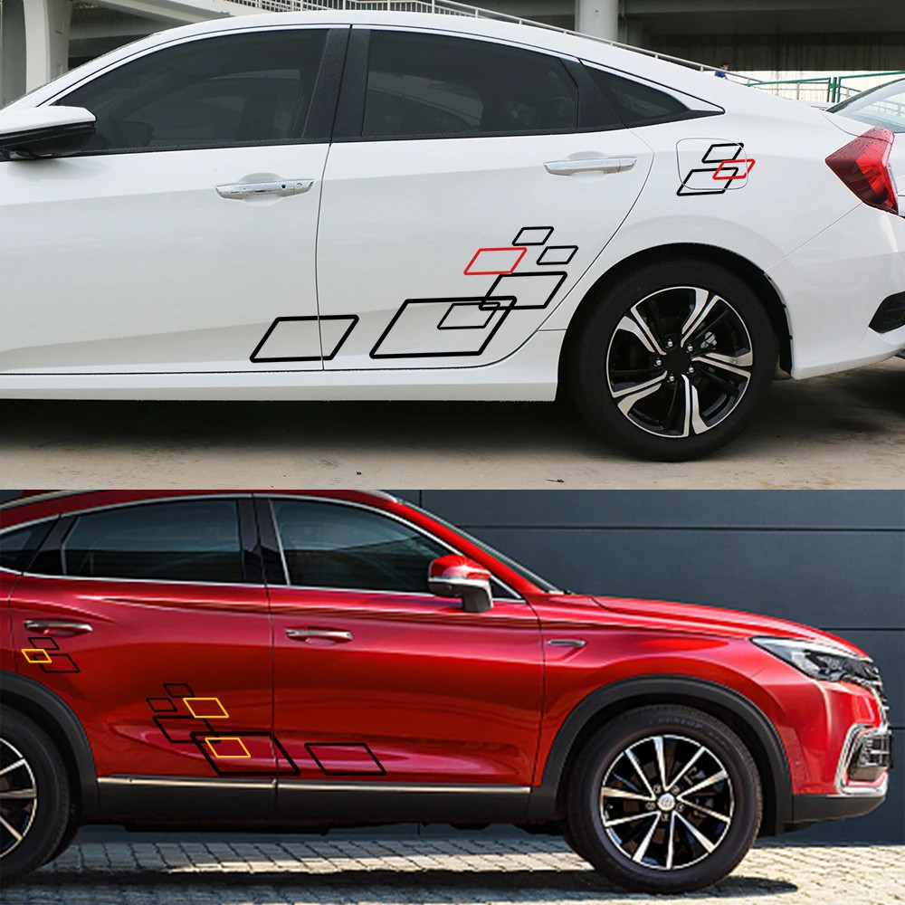 2PCS Car Side Body Vinyl Sticker Sport Style DIY Auto Decoration Decals Set Pair